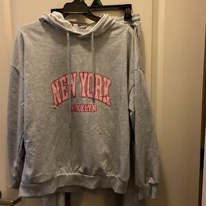 Gray and Pink Hoodie Set